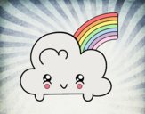 Nube con arco iris kawaii