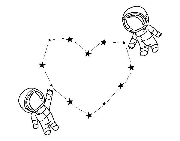 Dibujo de Amor en el espacio para Colorear