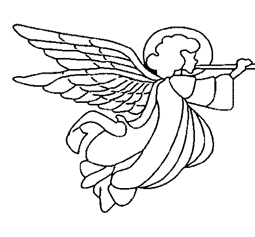 Dibujo de Ángel con grandes alas para Colorear