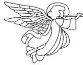 Dibujo de Ángel con grandes alas para colorear