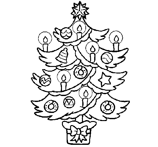 Dibujo de Árbol de navidad con velas para Colorear