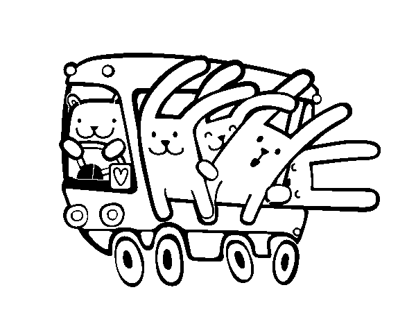 Dibujo de Autobús de los conejos para Colorear