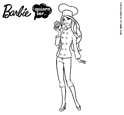 Dibujo de Barbie de chef para Colorear