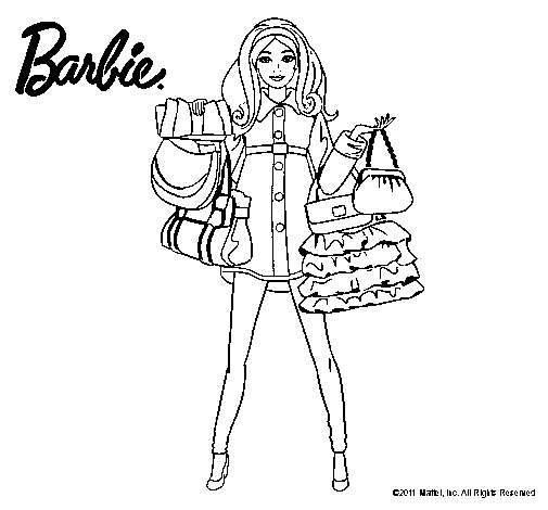 Dibujo de Barbie de compras para Colorear