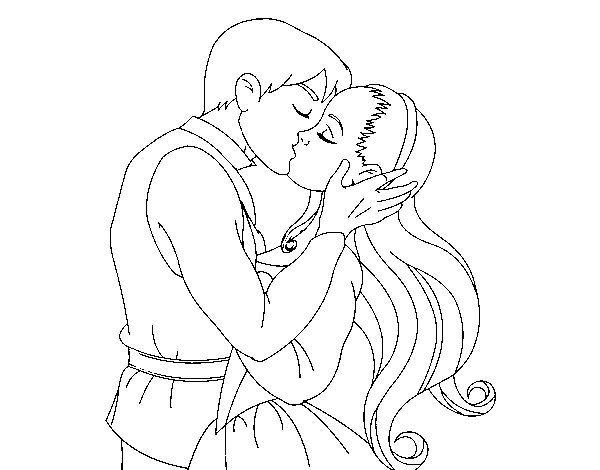 Dibujo de Beso de amor para Colorear