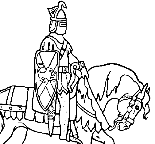 Dibujo de Caballero a caballo para Colorear
