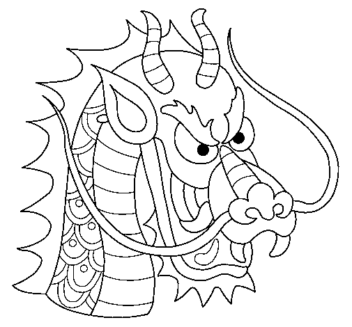 Dibujo de Cabeza de dragón 1 para Colorear