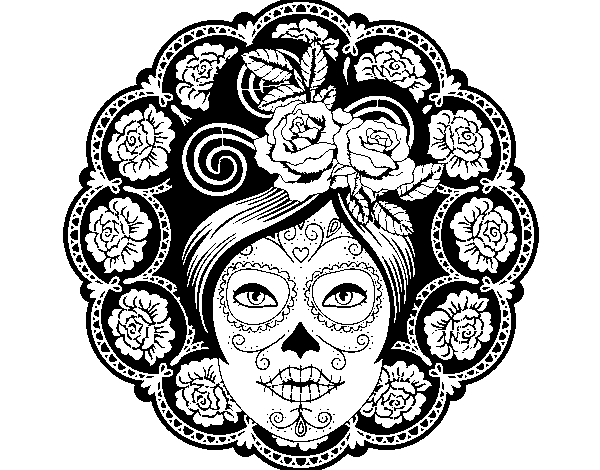 Dibujo de Calavera mejicana femenina para Colorear