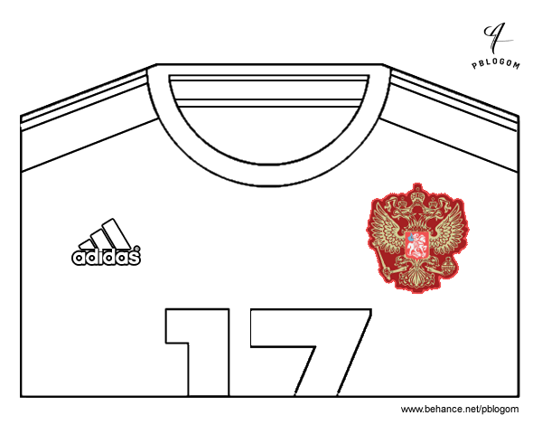 Dibujo de Camiseta del de fútbol 2014 Rusia para Colorear - Dibujos.net