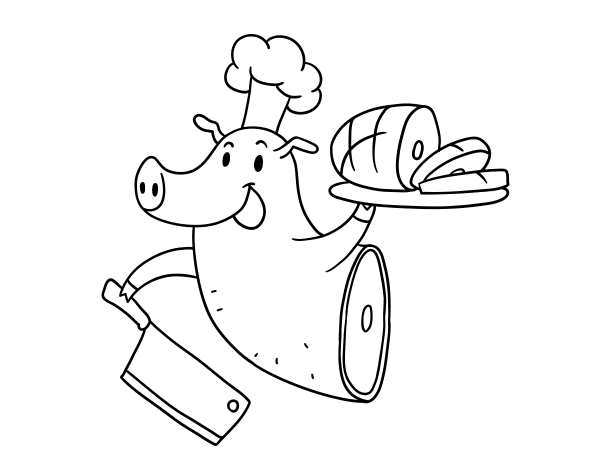 Dibujo de Carne de cerdo para Colorear 