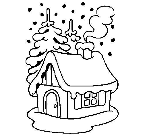  Dibujo de Casa en la nieve para Colorear