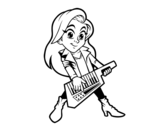 Dibujo de Chica tocando el keytar para colorear