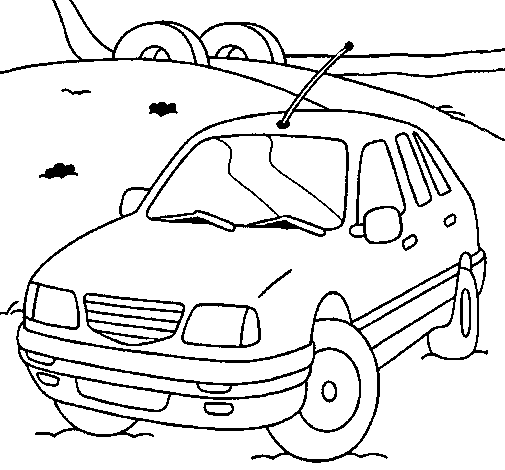 Dibujo de Coche en la carretera para Colorear