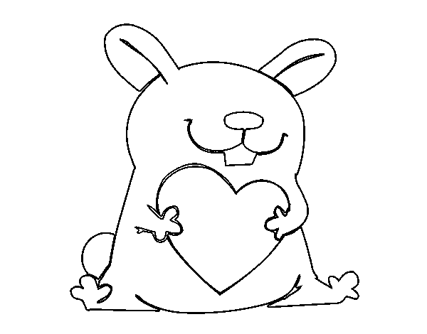 Dibujo de Conejo con corazón para Colorear