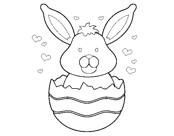 Dibujo de Conejo en un cascarón para Colorear