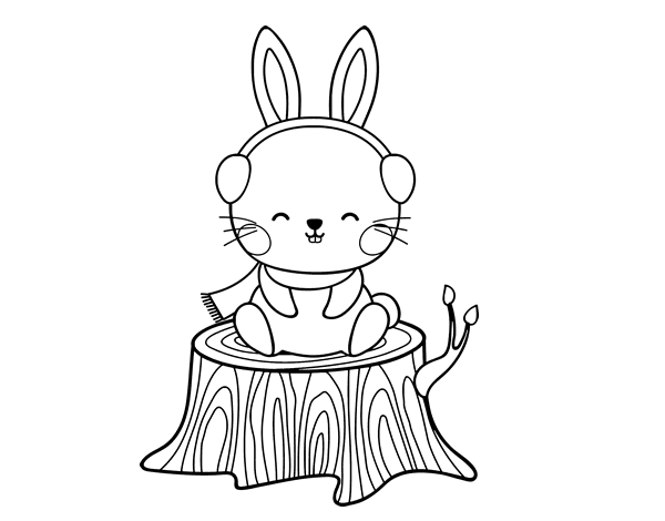 Dibujo de Conejo silvestre abrigado para Colorear 