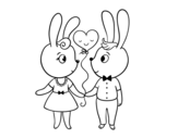 Dibujo de Conejos enamorados para colorear