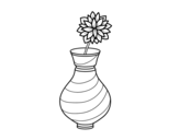 Dibujo de Crisantemo en un jarrón para colorear
