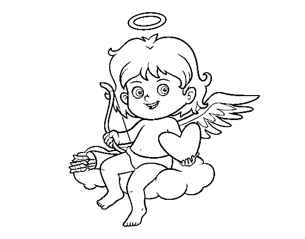 Dibujo de Cupido en una nube para Colorear