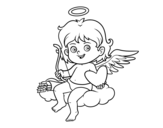 Dibujo de Cupido en una nube