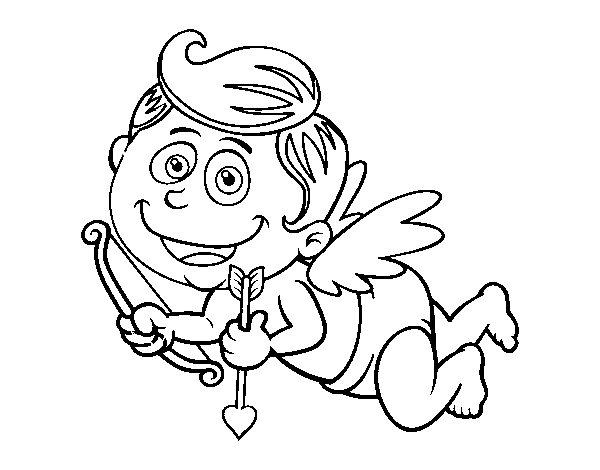 Dibujo de Cupido sonriendo para Colorear