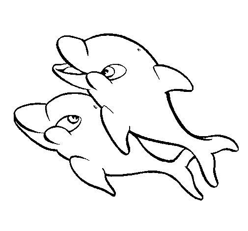 Dibujo de Delfines jugando 1 para Colorear