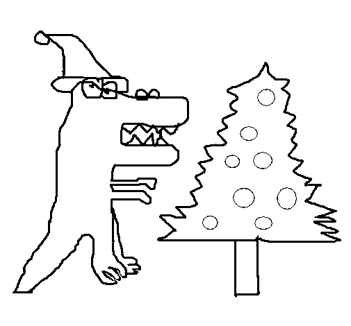 Dibujo de Dinosaurio en Navidad para Colorear