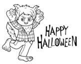 Dibujo de Disfraz de lobo de Halloween para colorear