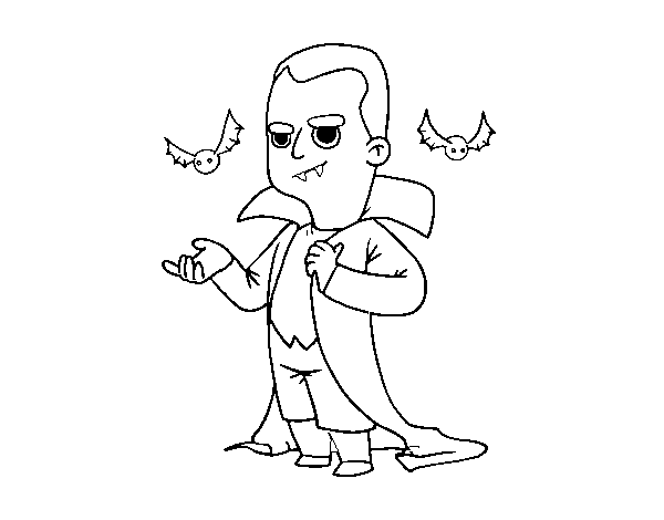 Dibujo de Disfraz de vampiro de Halloween para Colorear