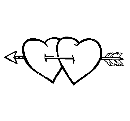 Dibujo de Dos corazones con una flecha para Colorear