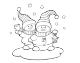 Dibujo de Dos muñecos de Navidad para colorear