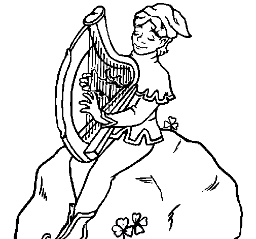 Dibujo de Duende tocando el arpa para Colorear