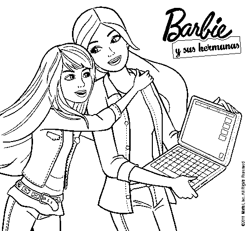 Dibujo de El nuevo portátil de Barbie para Colorear
