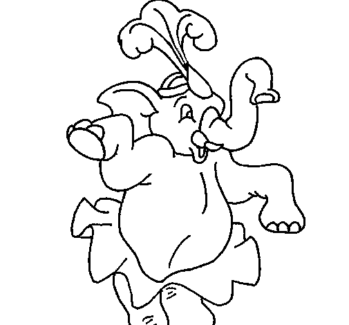 Dibujo de Elefante bailando para Colorear