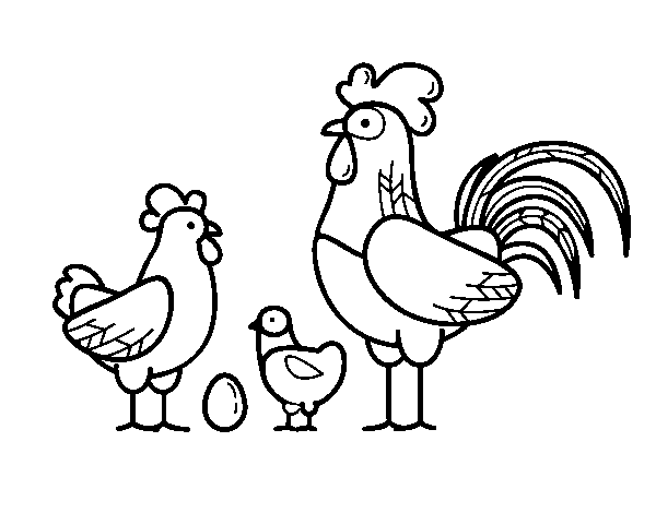 Dibujo de Familia gallina para Colorear