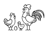Dibujo de Familia gallina para colorear