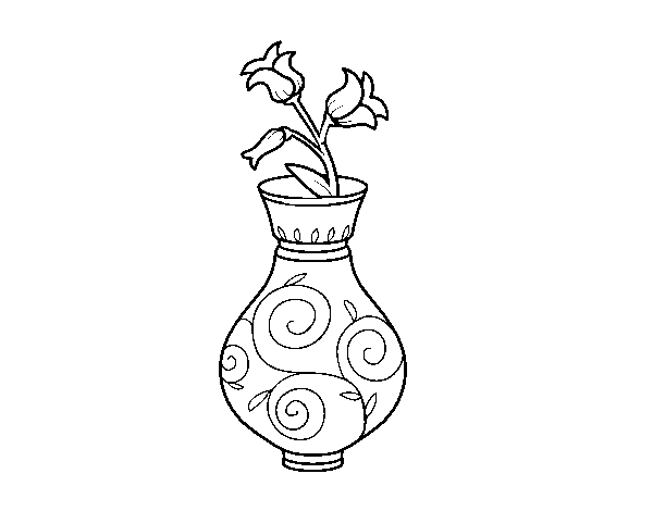 distorsionar Aparentemente metálico Dibujo de Flor de campanilla en un jarrón para Colorear - Dibujos.net