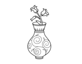 Dibujo de Flor de campanilla en un jarrón para colorear