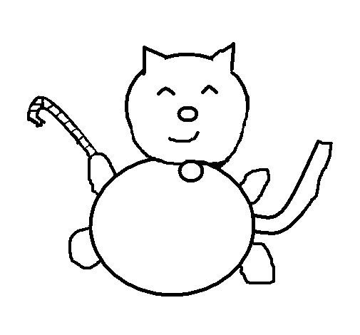 Dibujo de Gatito feliz para Colorear