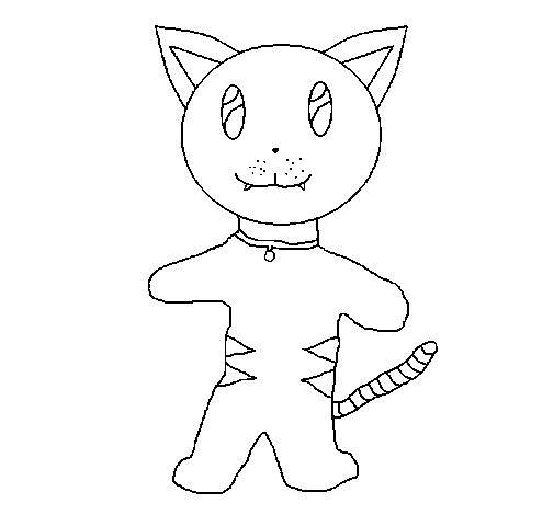 Dibujo de Gato de pie para Colorear
