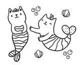Dibujo de Gatos sirena para colorear