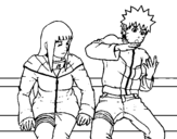 Dibujo de Hinata y Naruto