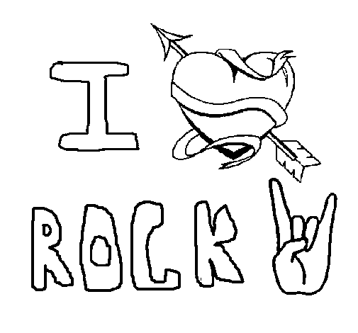 Dibujo de I love rock para Colorear