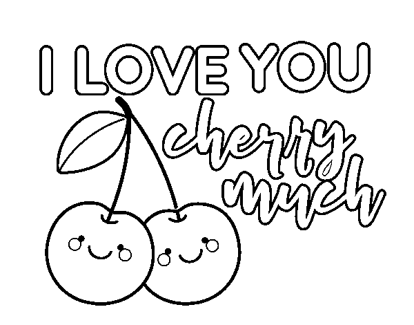 Dibujo de I love you cherry much para Colorear