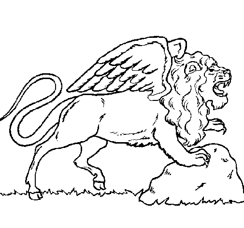 Dibujo de León alado para Colorear