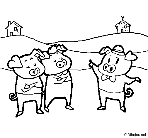 Dibujo de Los tres cerditos 5 para Colorear