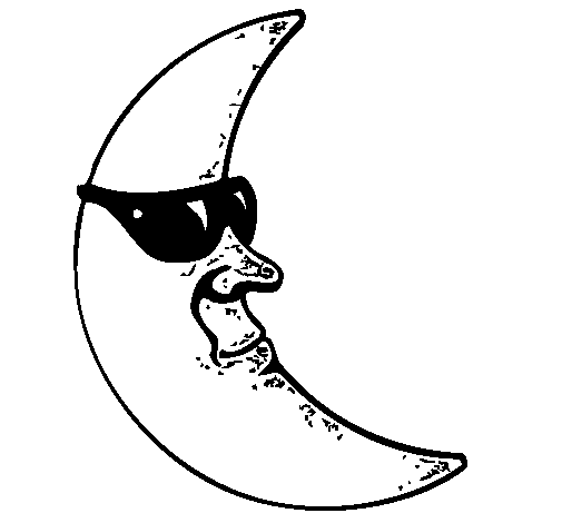 Dibujo de Luna con gafas de sol para Colorear