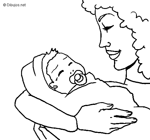 Dibujo de Madre con su bebe II para Colorear