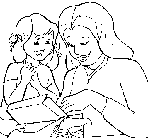 Dibujo de Madre e hija para Colorear 