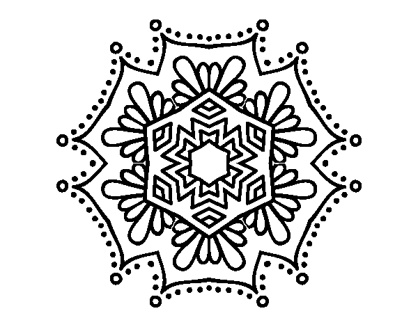 Dibujo de Mandala flor simétrica para Colorear